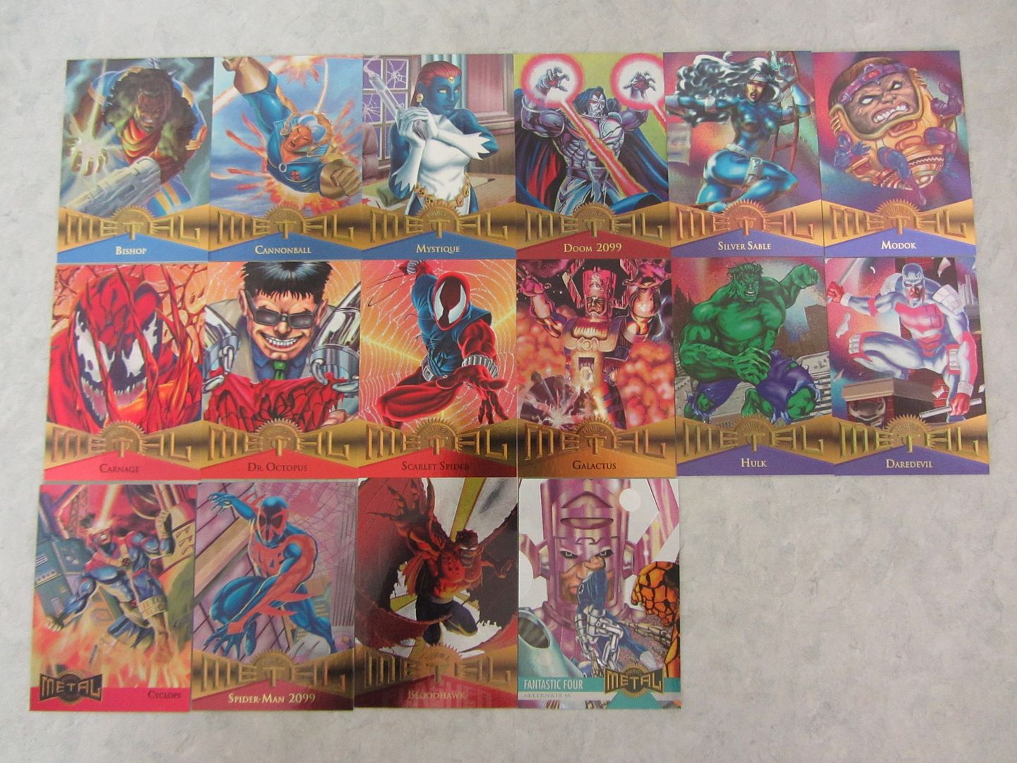 Marvel Metal Foil Trading Card Set of 16 (1995) Marvel
