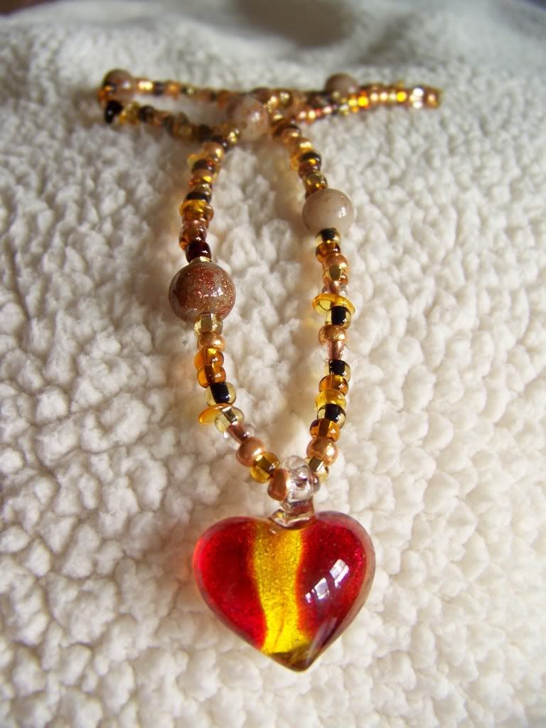 Red Amber Dreams Necklace - Red Heart - Adult