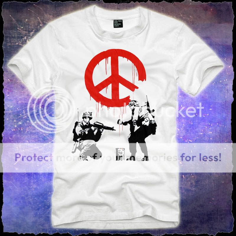 PEACE anti Gewalt Krieg War Frieden T SHIRT bansky graffiti fun (S) (M