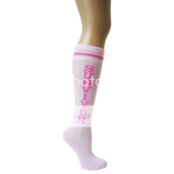 PINK RIBBON BREAST CANCER RELAY FOR LIFE KNEE SOCKS NEW  