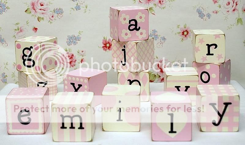 Wooden Block Name Letters Pink Child Baby Nursery  