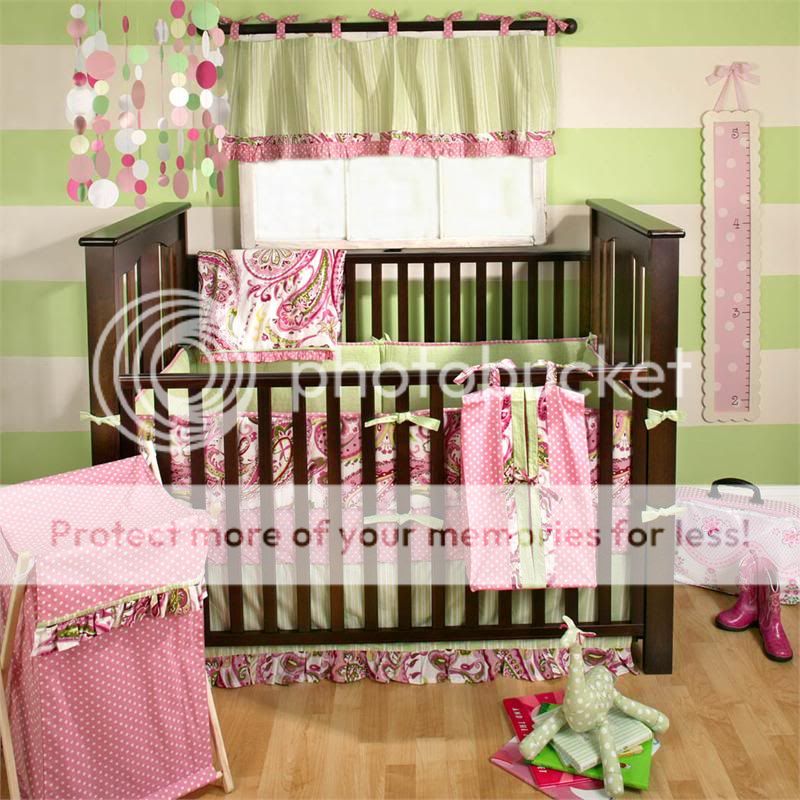 Paisley Splash Pink Crib Bedding Baby Nursery 4 Pc Set  