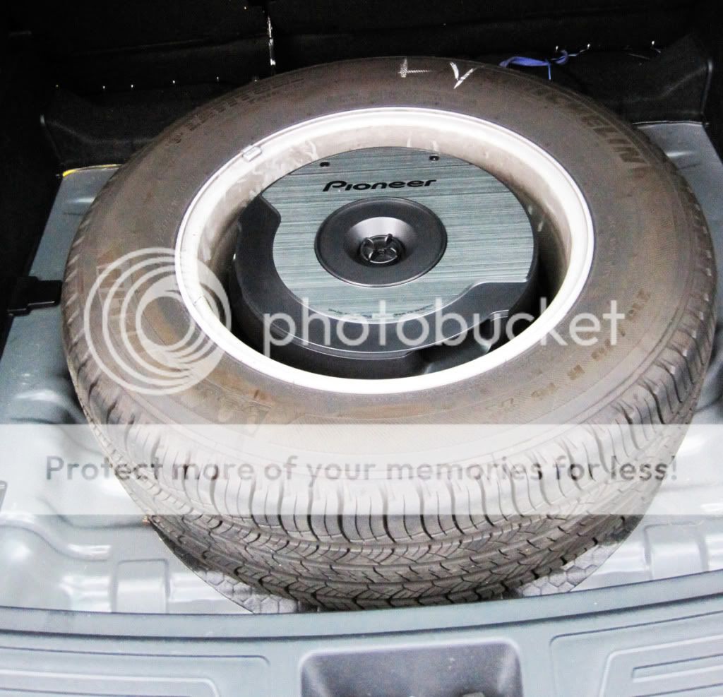 rim of a spare wheel so the space in the trunk can be saved for cargo