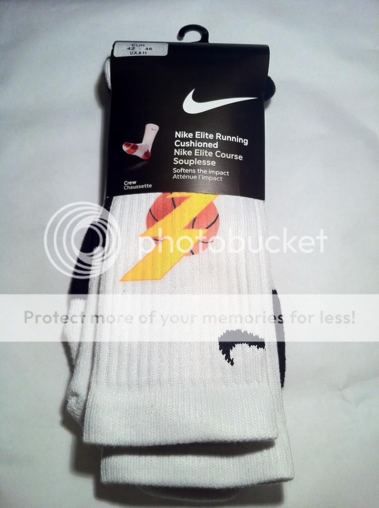 Nike Elite Custom Basketball Lightning Crew White Black Socks Size 8