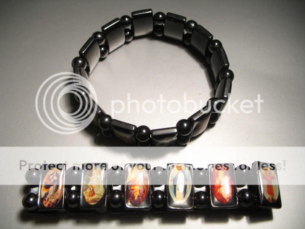 Religious Christian Icons Saints HEMATITE BEAD BRACELET Holy Jesus 